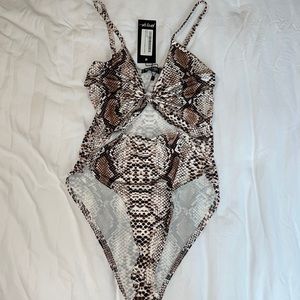 Nasty Gal snakeprint front tie bodysuit